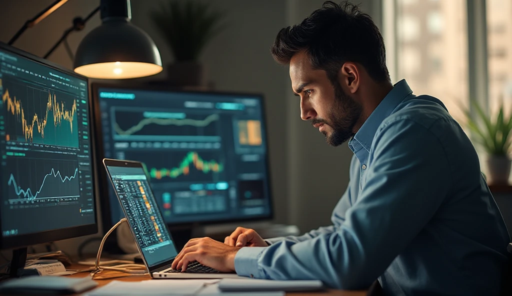 “Trader reacting to market volatility while learning no leverage forex trading.”